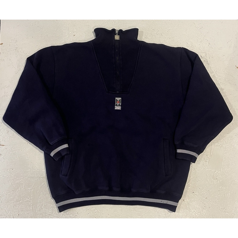 Vintage In The Zone Heavyweight Quarter Zip Blue Mens Medium Embroidered‎